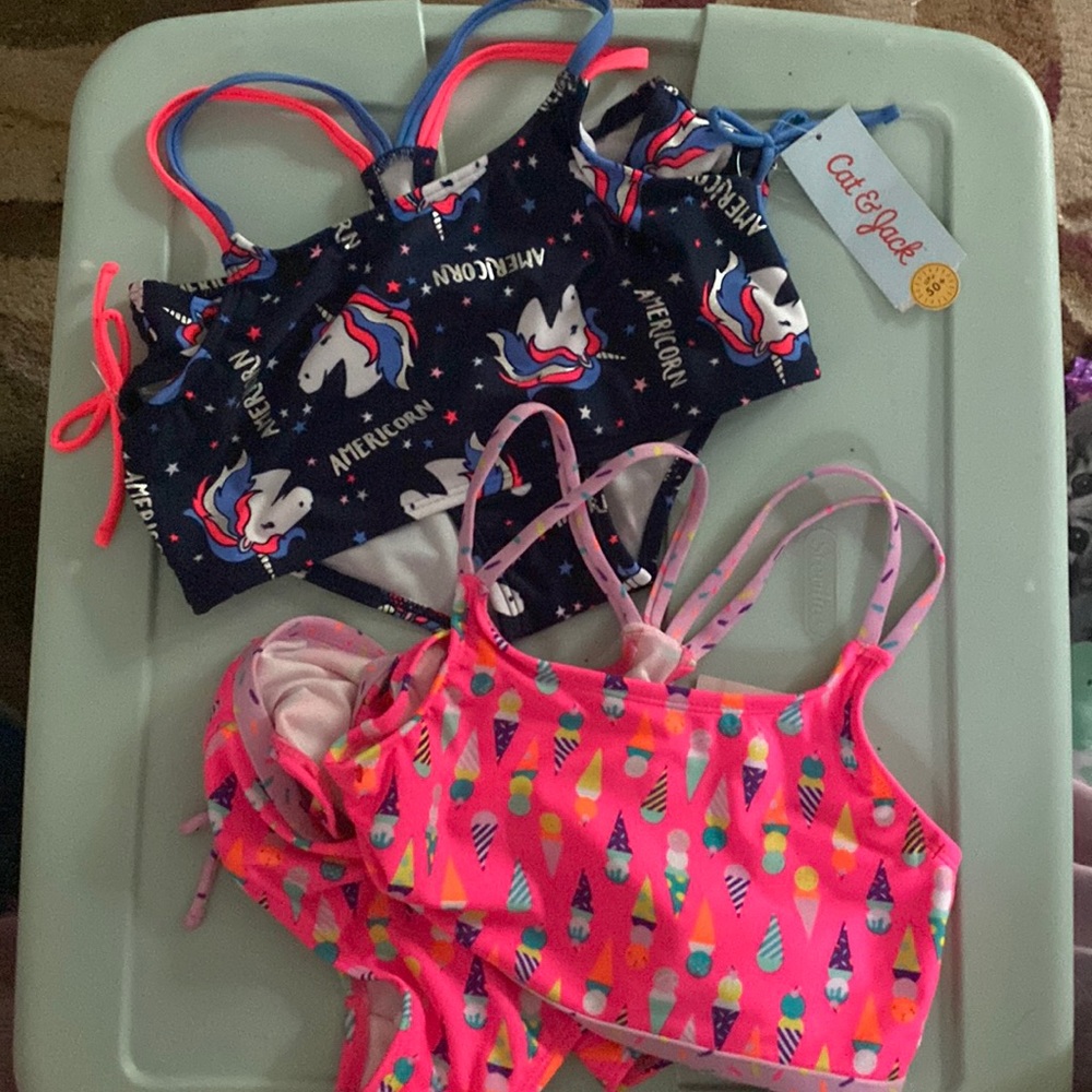 2 NWT Cat & Jack Girls 2pc swimsuits